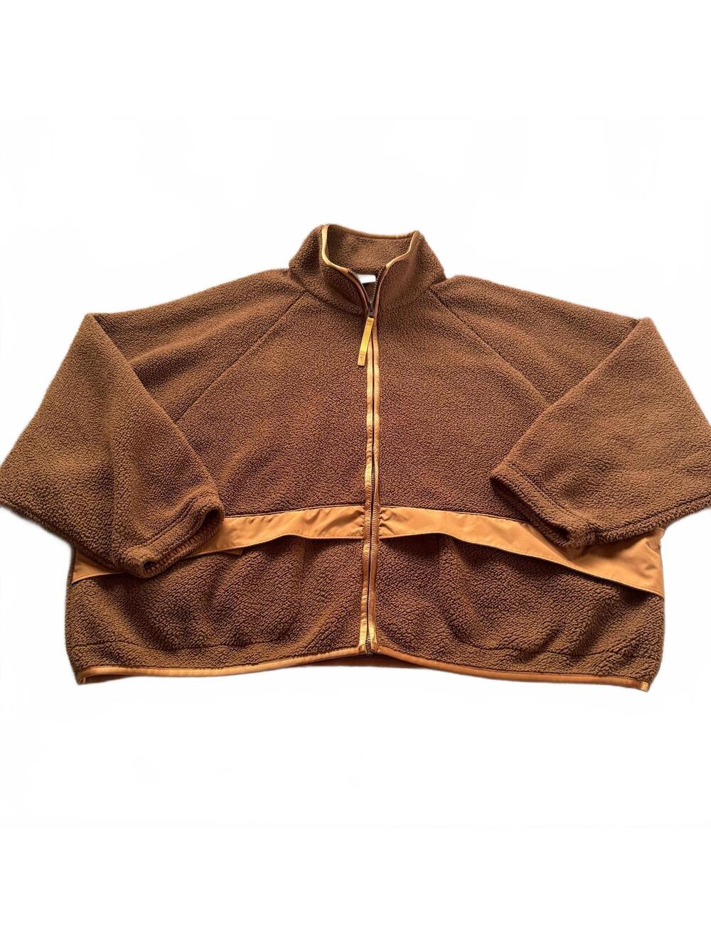 Nike High Pile Fleece Jacket Womens 2XL XXL Brown Oversized Full Zip FQ6256-259